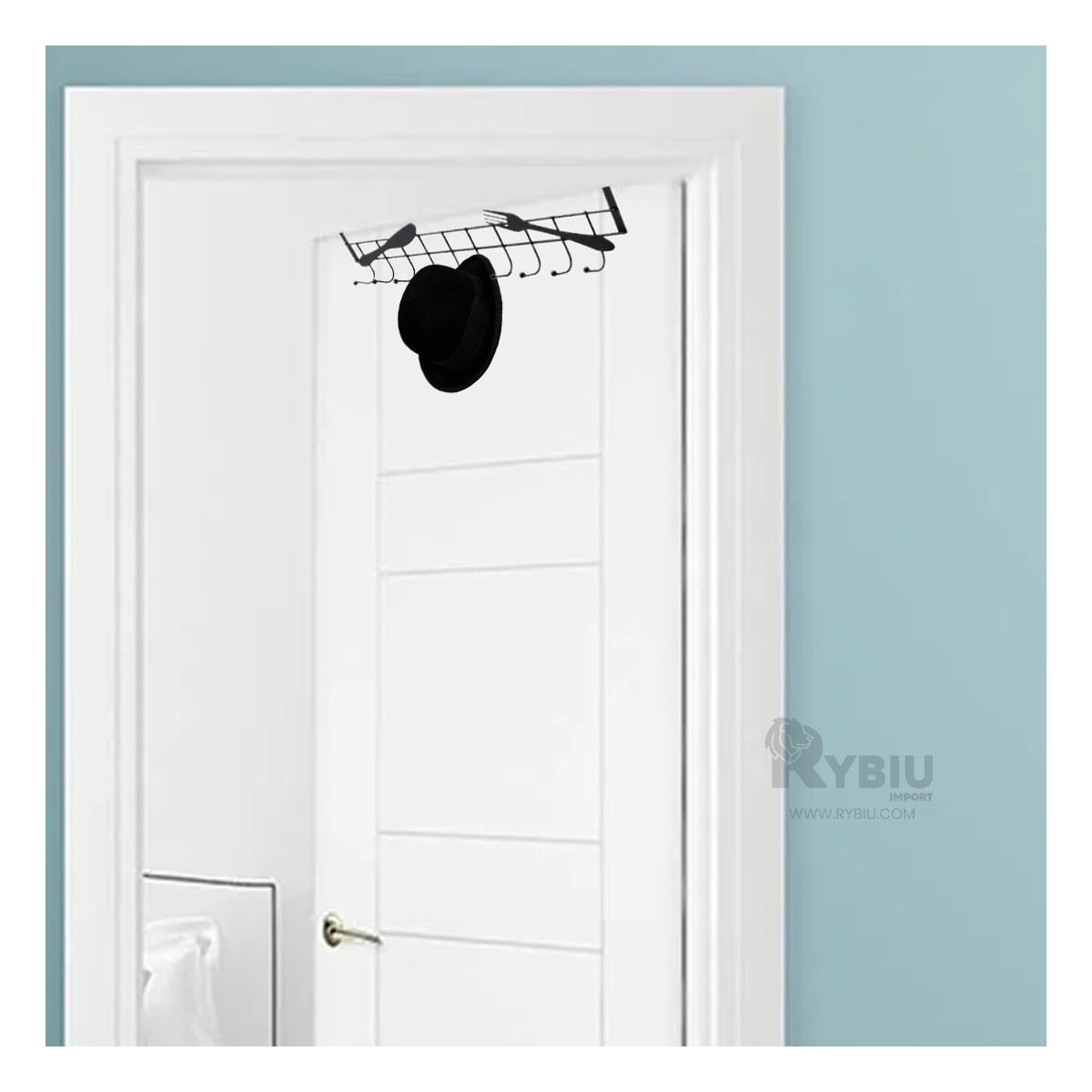 Colgador para Puertas Multiuso en Color Negro Y+Stickers