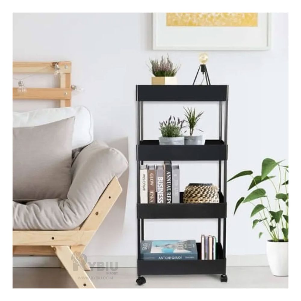 Carrito Organizador de Cuatro Niveles en Negro Y+Agendita Carrito Organizador de Cuatro Niveles en Negro Y+Agendita
