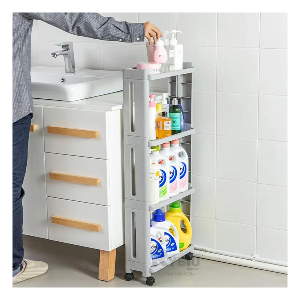 Carrito de 4 Niveles con Agujeros en Color Blanco Y+Agendita