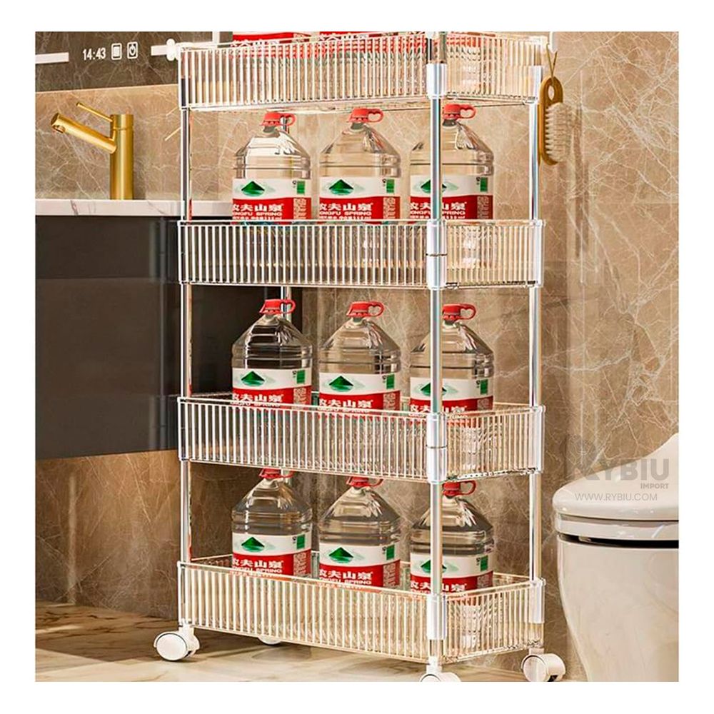 Carrito Lateral de 4 Niveles con Ruedas Acrilico Carrito Lateral de 4 Niveles con Ruedas Acrilico