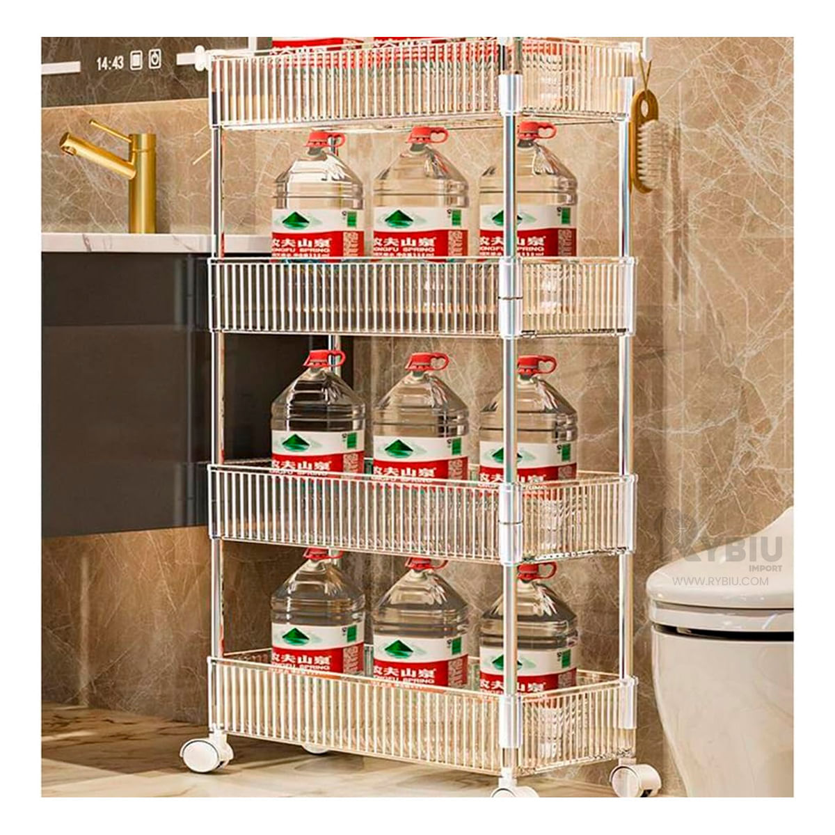 Carrito Lateral de 4 Niveles con Ruedas Acrilico