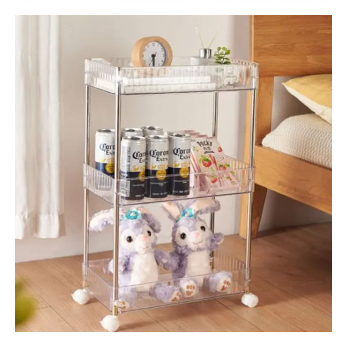 Carrito de 3 Niveles con Ruedas Acrilico Y+Papel de Regalo