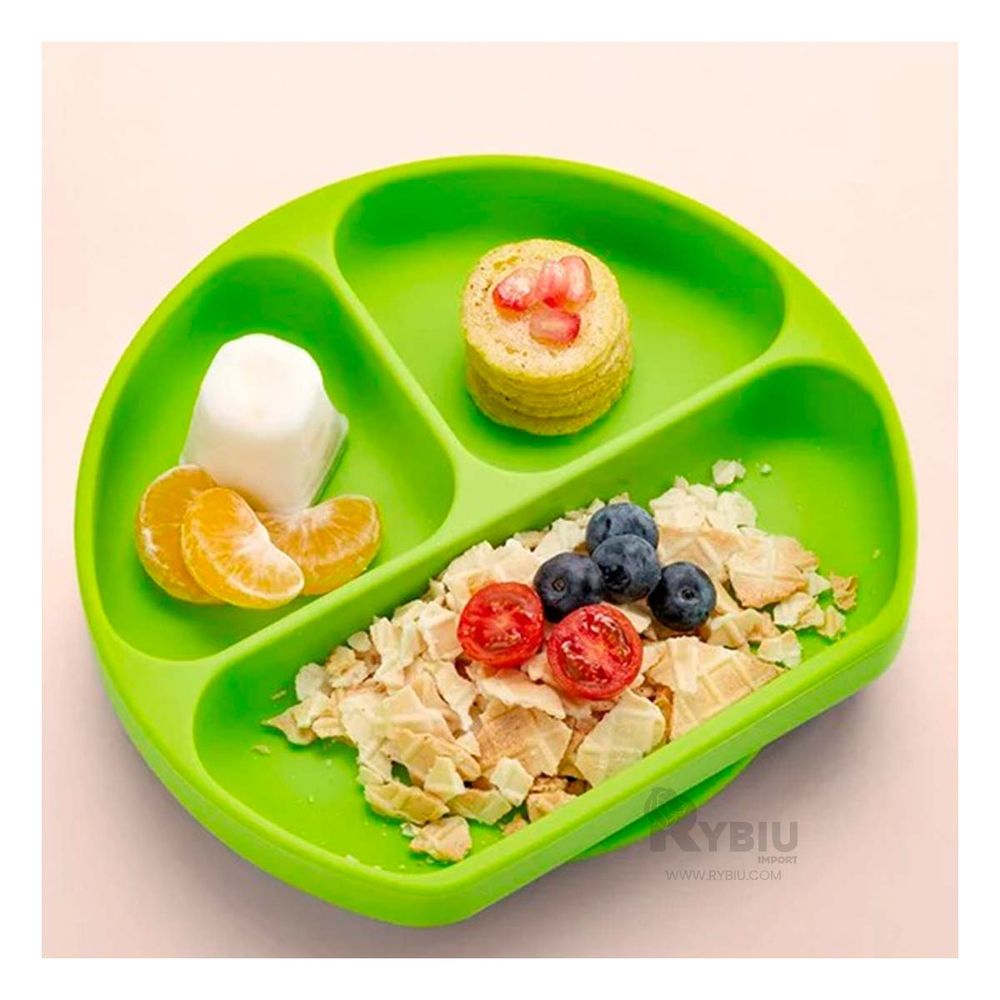 Plato Infantil con Divisiones en Verde Y+Papel de Regalo Plato Infantil con Divisiones en Verde Y+Papel de Regalo