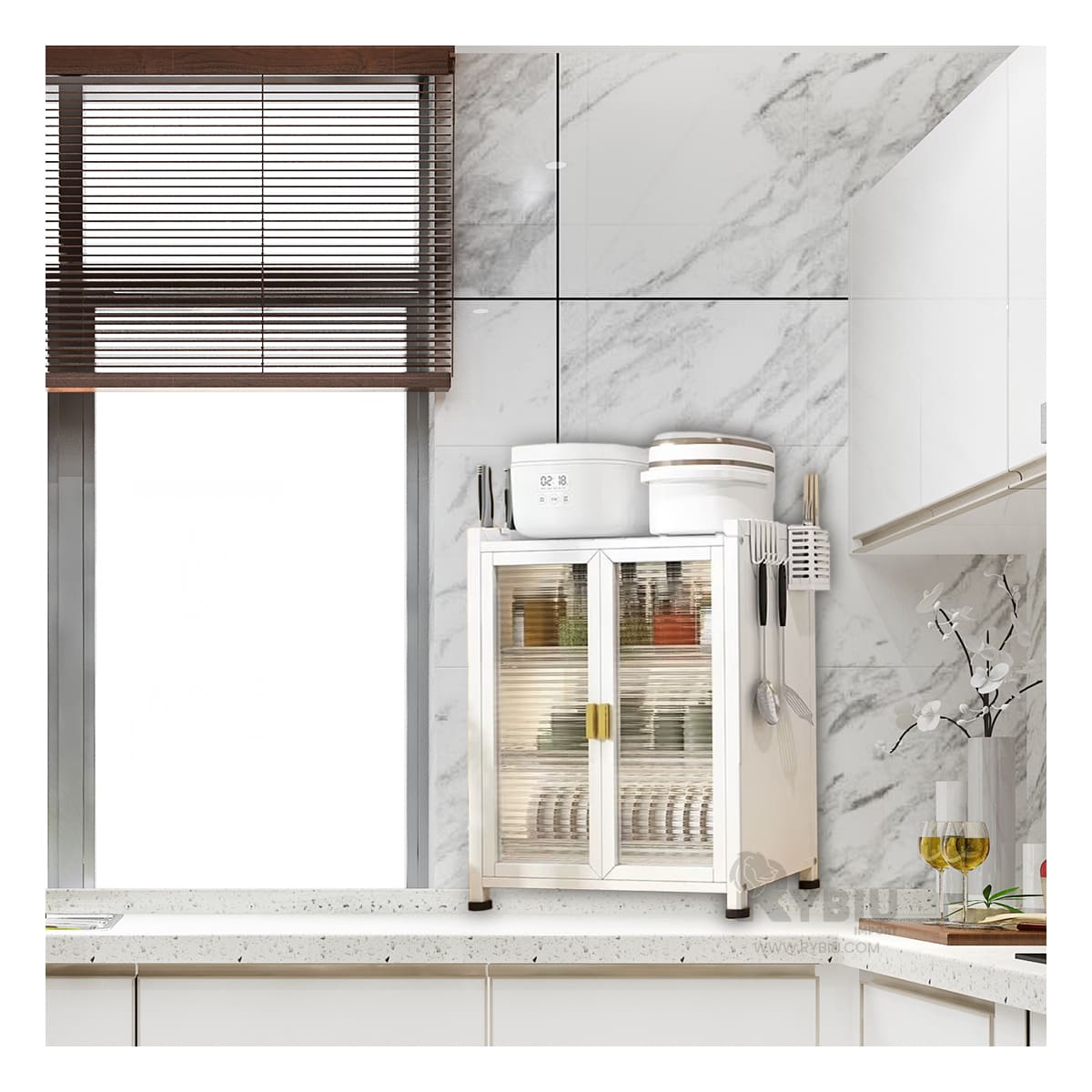 Escurridor de Platos de 3 Niveles Cerrado en Color Blanco