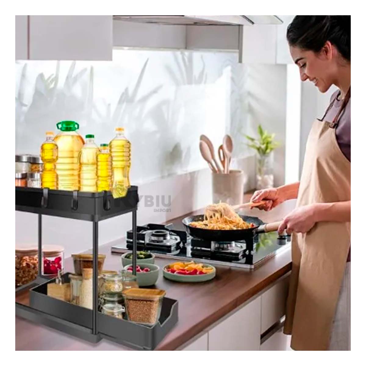 Estante Ergonomico Familiar de Color Negro Y+Stickers