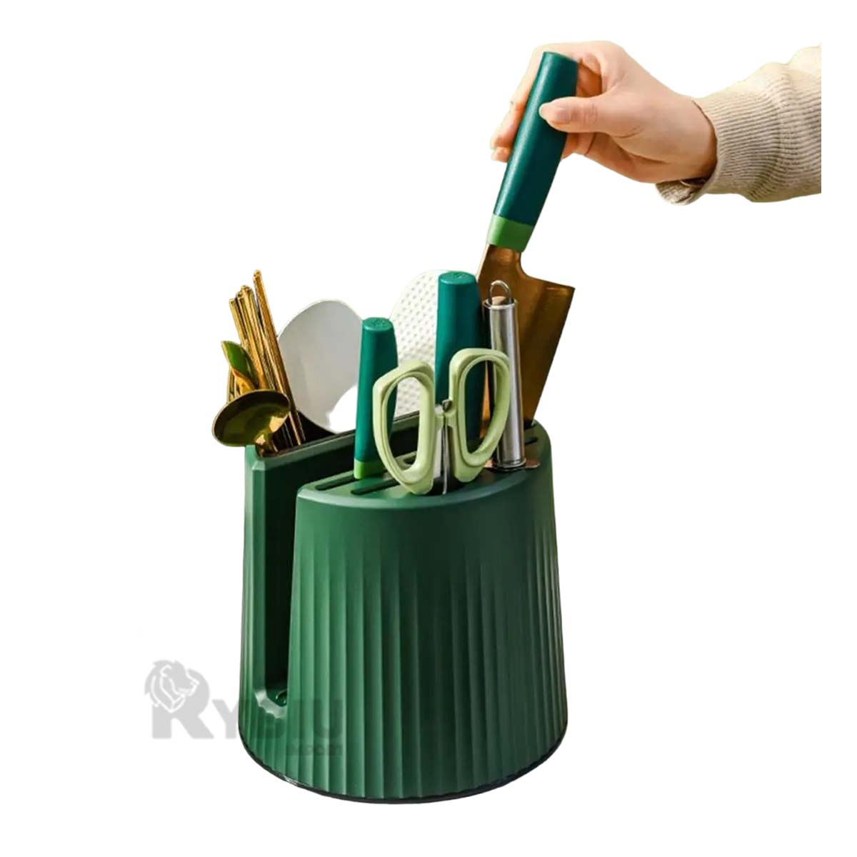 Organizador de Cuchillas Tono Verde Oscuro Y+Papel de Regalo
