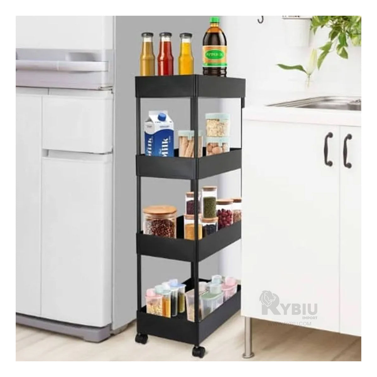 Carrito Portatil de Color Negro Y+Stickers