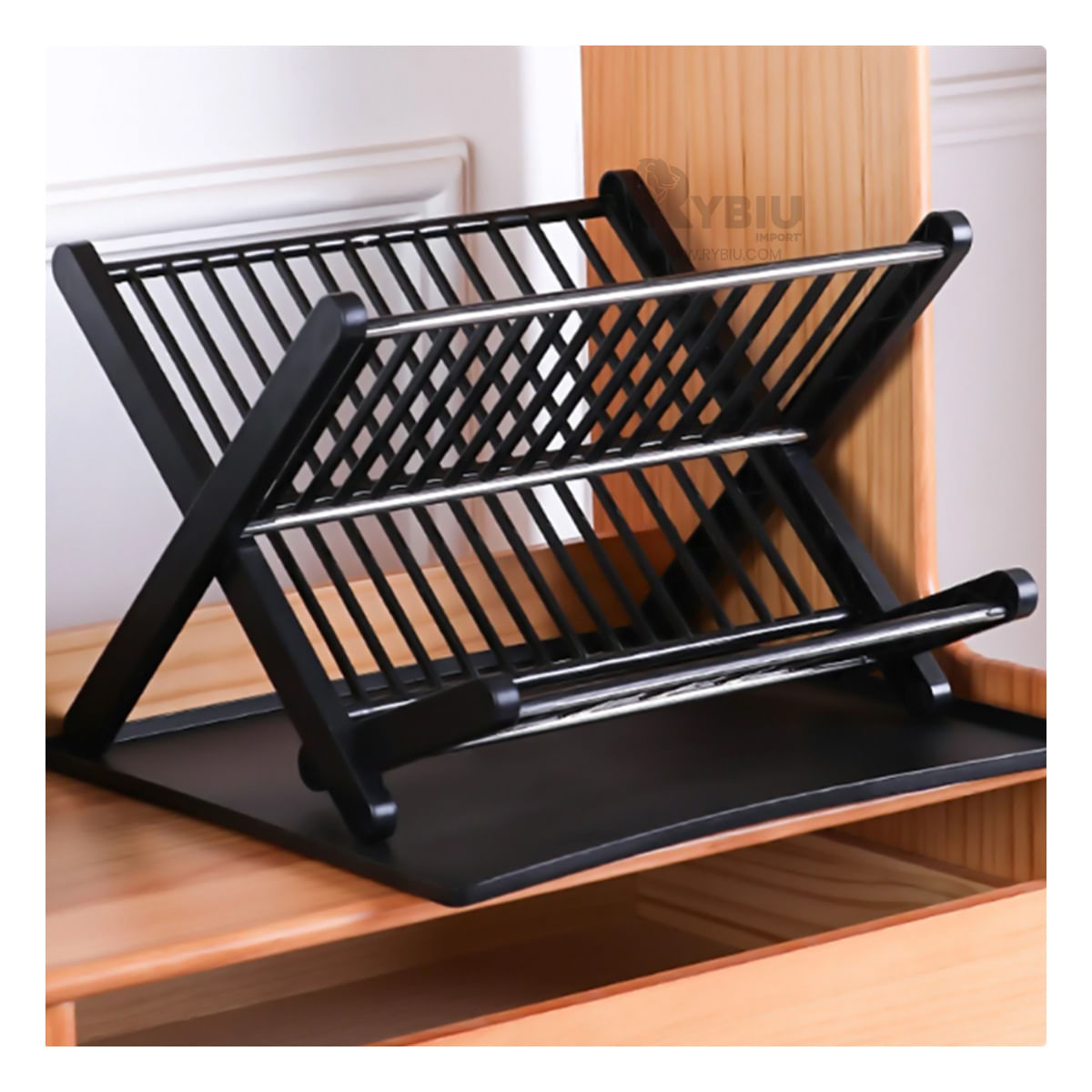 Organizador con Escurridor de Color Negro Y+Stickers