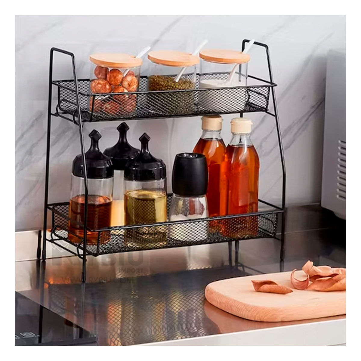 Estante Minimalista de 2 Niveles Negro Y+Papel de Regalo