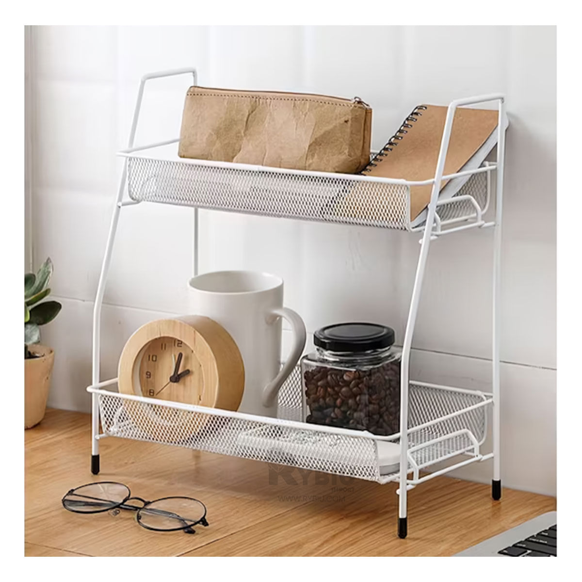 Estante Moderno Facil de Limpiar en Blanco Y+Stickers