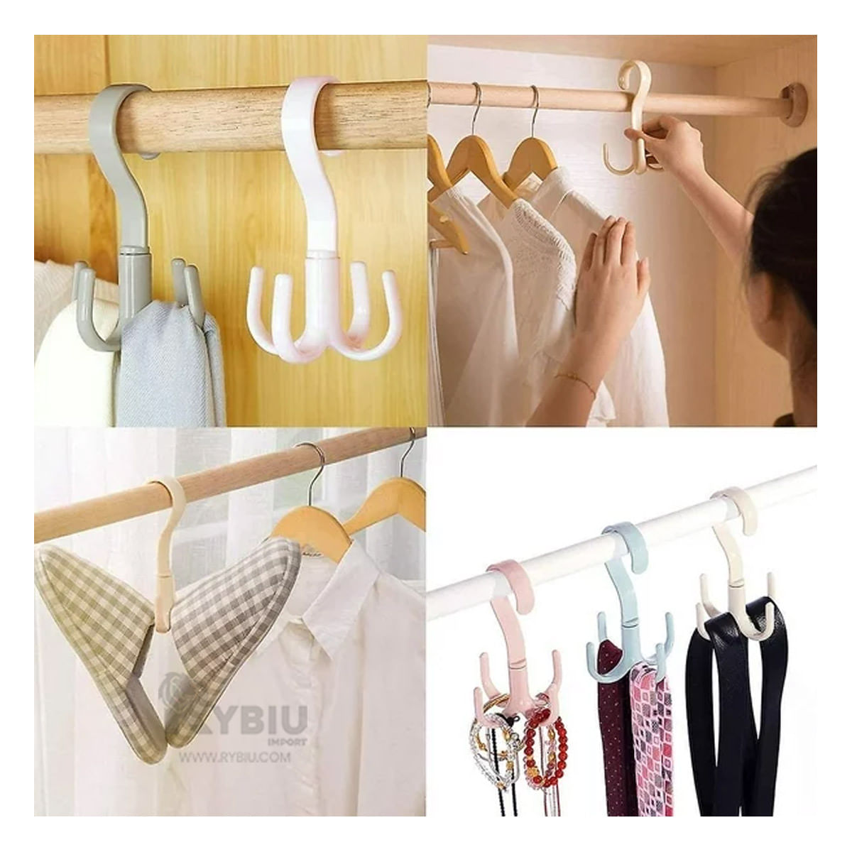 Pack de 6 Ganchos Giratorios Funcional en Color Multicolor