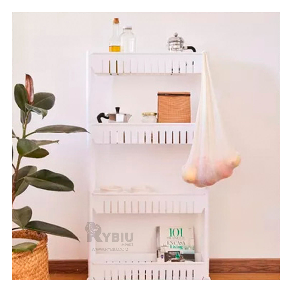 Carrito de 4 Niveles con Agujeros en Color Blanco Y+Agendita