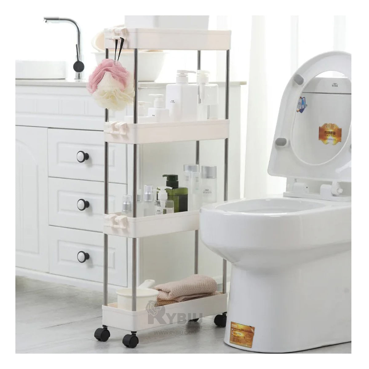 Estante Hogar de 4 Cestas de Color Blanco Y+Papel de Regalo