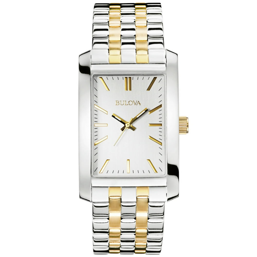 Reloj Bulova 98A137 de Vestir para Hombre Acero Inoxidable Plateado Dorado Dial Plateado