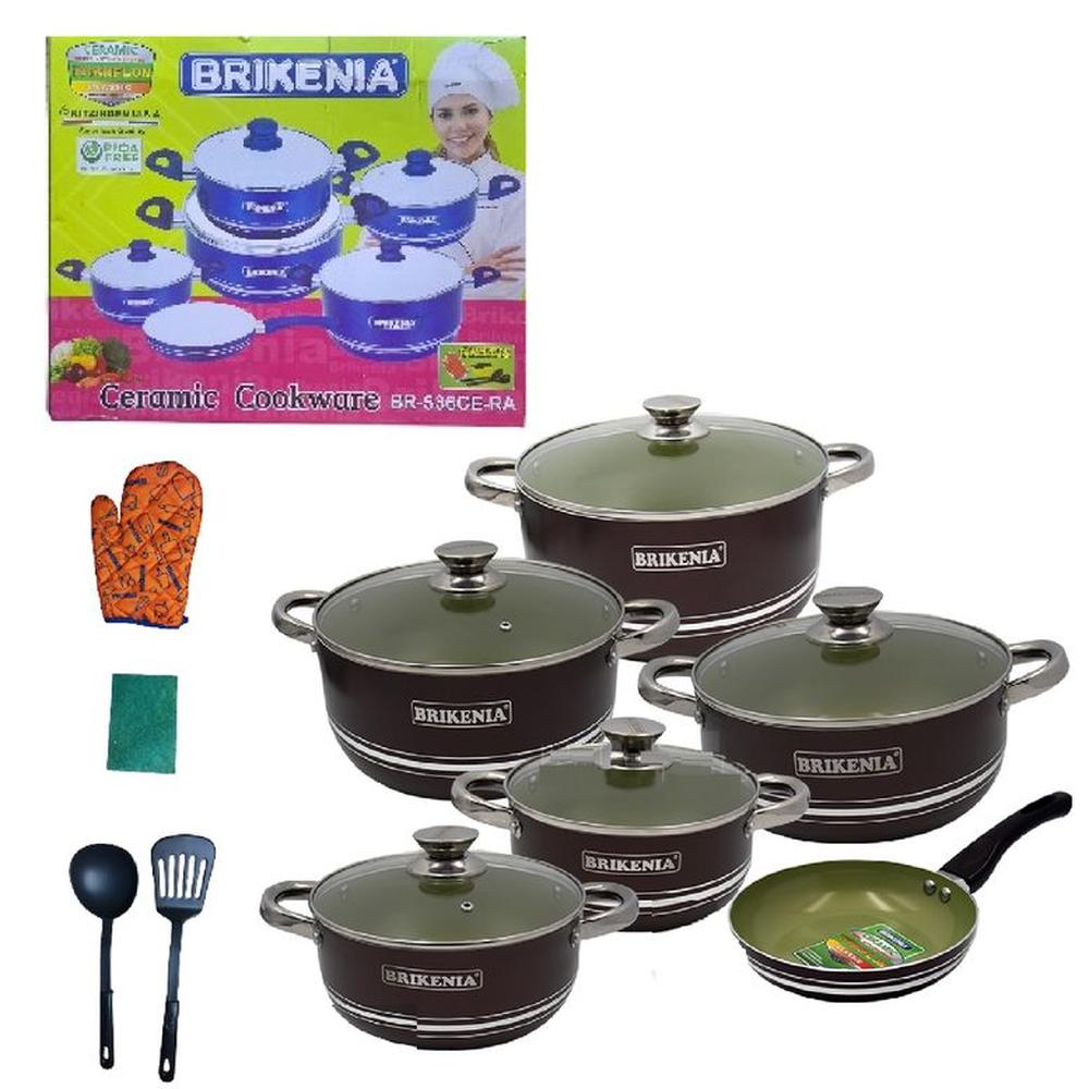 Set de Ollas Cerámico Antiadherente Brikenia 11Pc -Marron