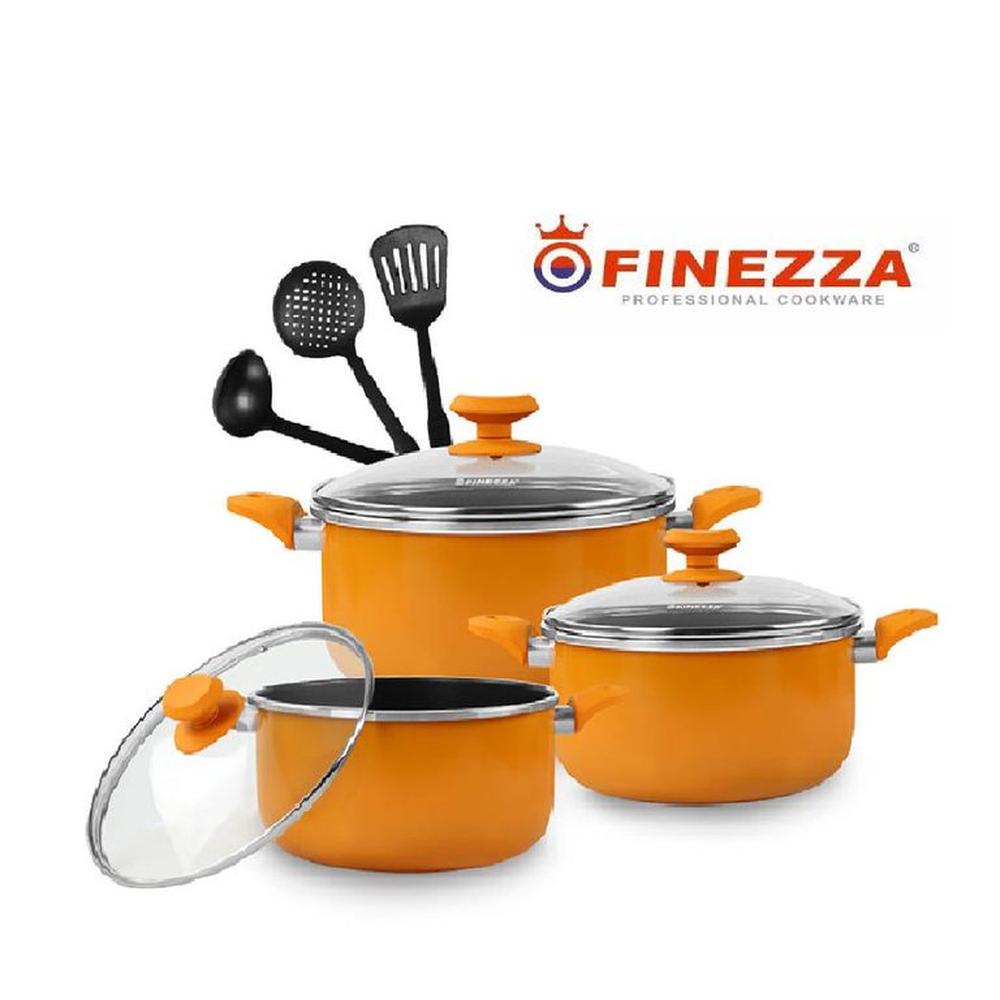 Set de Ollas Antiadherente  9 Piezas NARANJA -  FZ-1651T