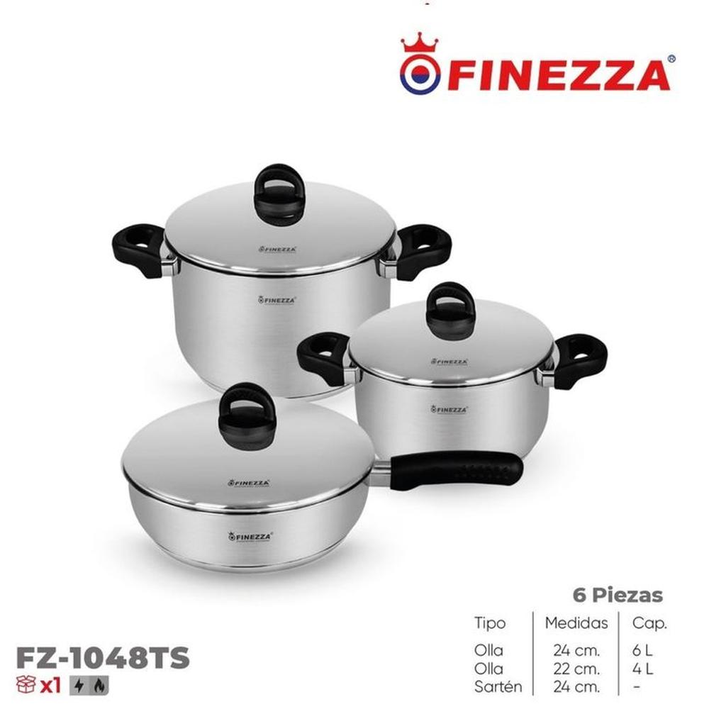 Juego De Ollas Finezza Acero Inoxidable 6 Pcs FZ-1048TS