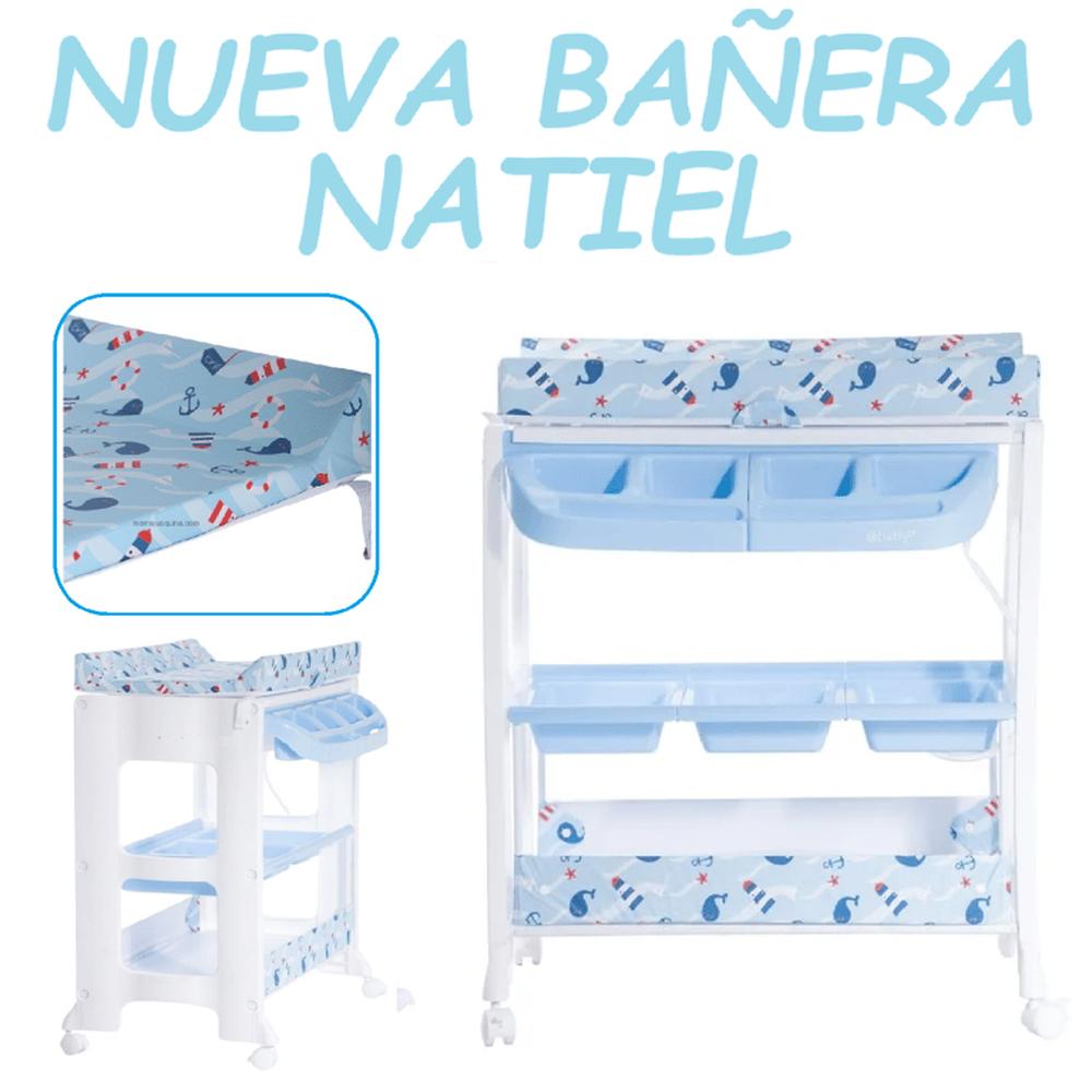 Nueva Bañera NATIEL con Cambiador Organizador -Azul