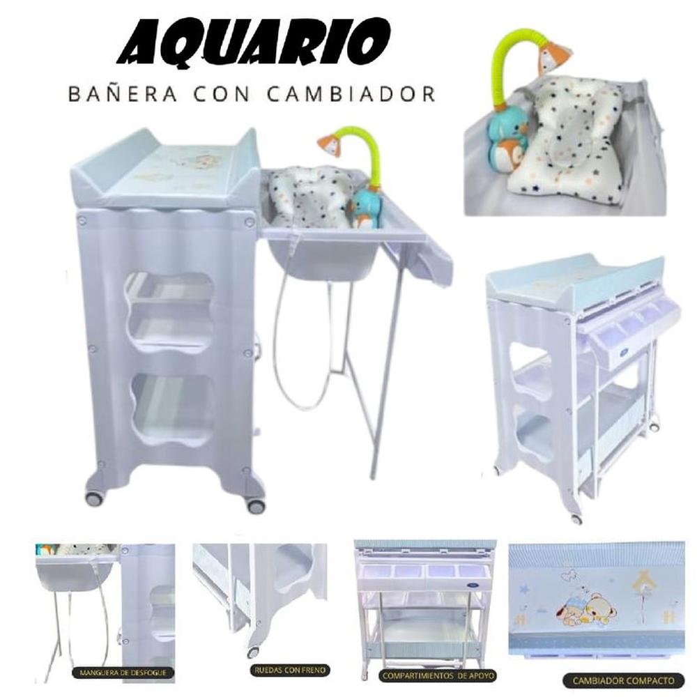 Bañera Con Cambiador Aquario Con Regadera-Celeste
