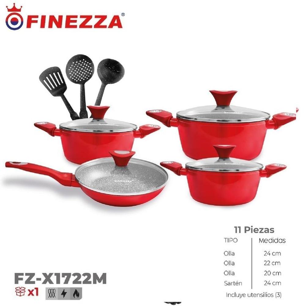 Nuevo Juego de Ollas Finezza 11 Finezza FZ-X1722M-Rojo