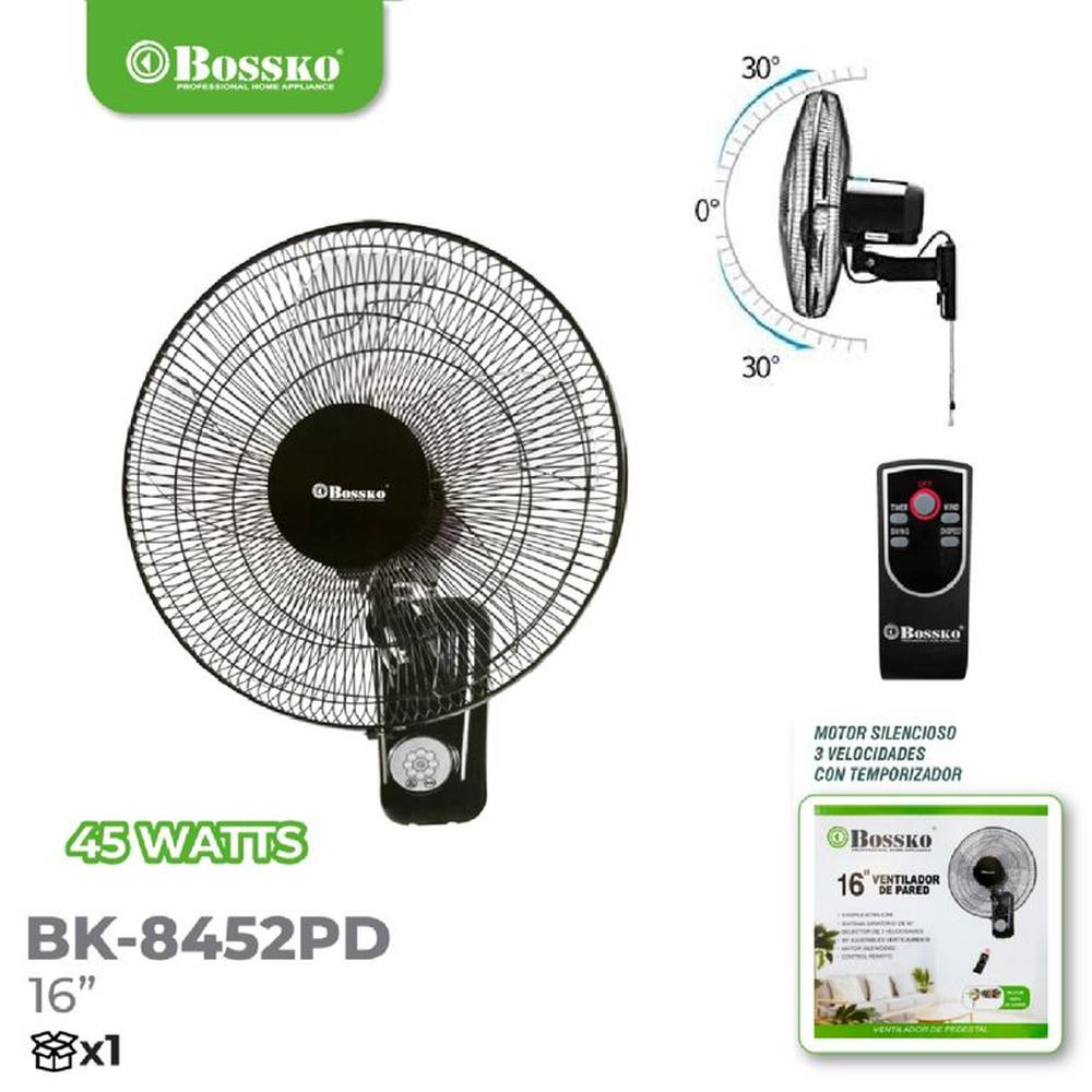 Nuevo Ventilador de Pared 16 Bossko BK-8452PD -N