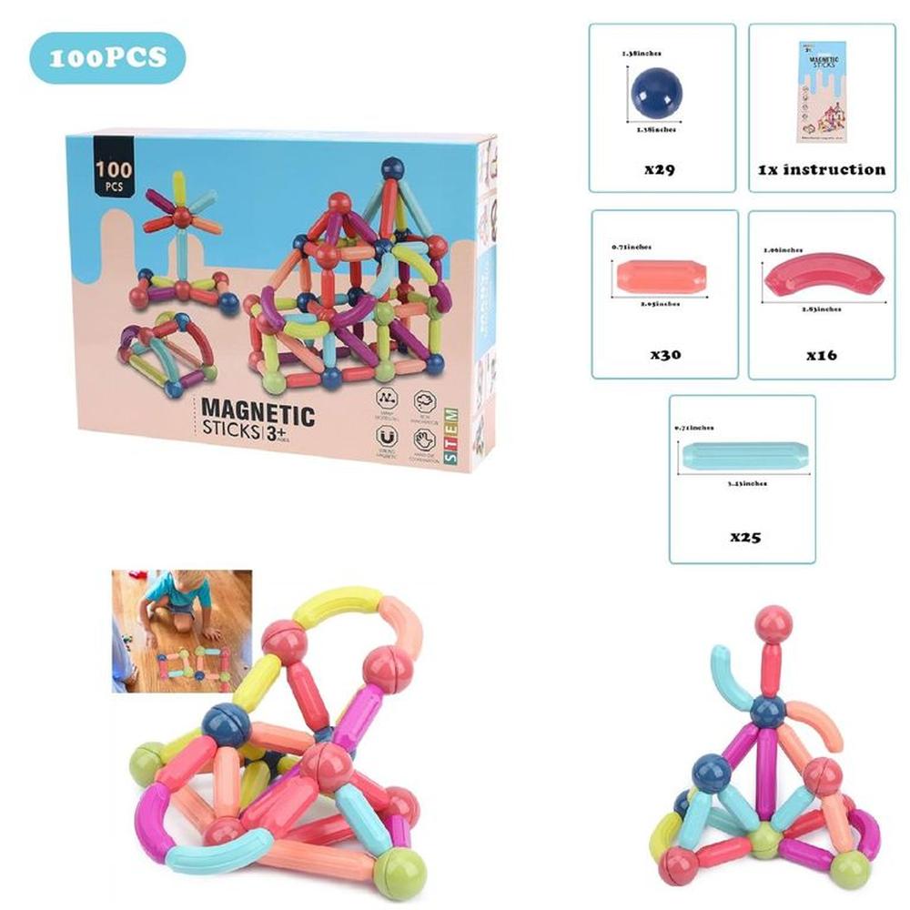 Juego Didáctico Bloques Magnéticos-100 Pcs| Oechsle