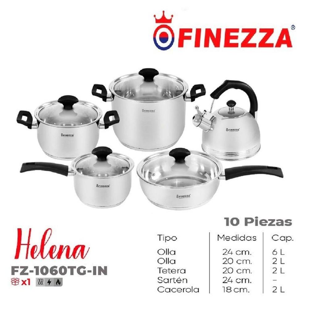 Set Olla Acero Inoxidable Finezza 10 piezas FZ-1060TG-IN