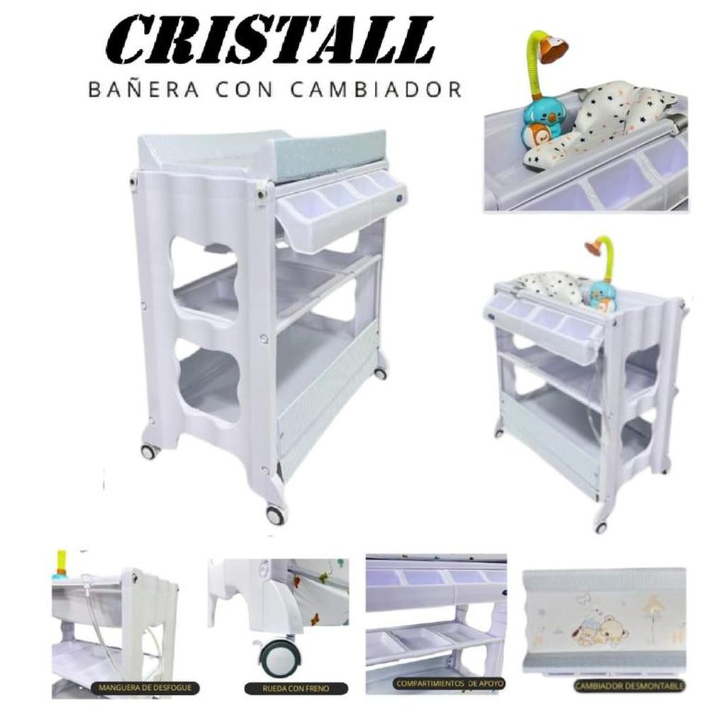 Bañera Con Cambiador Cristall Con Regadera-Celeste