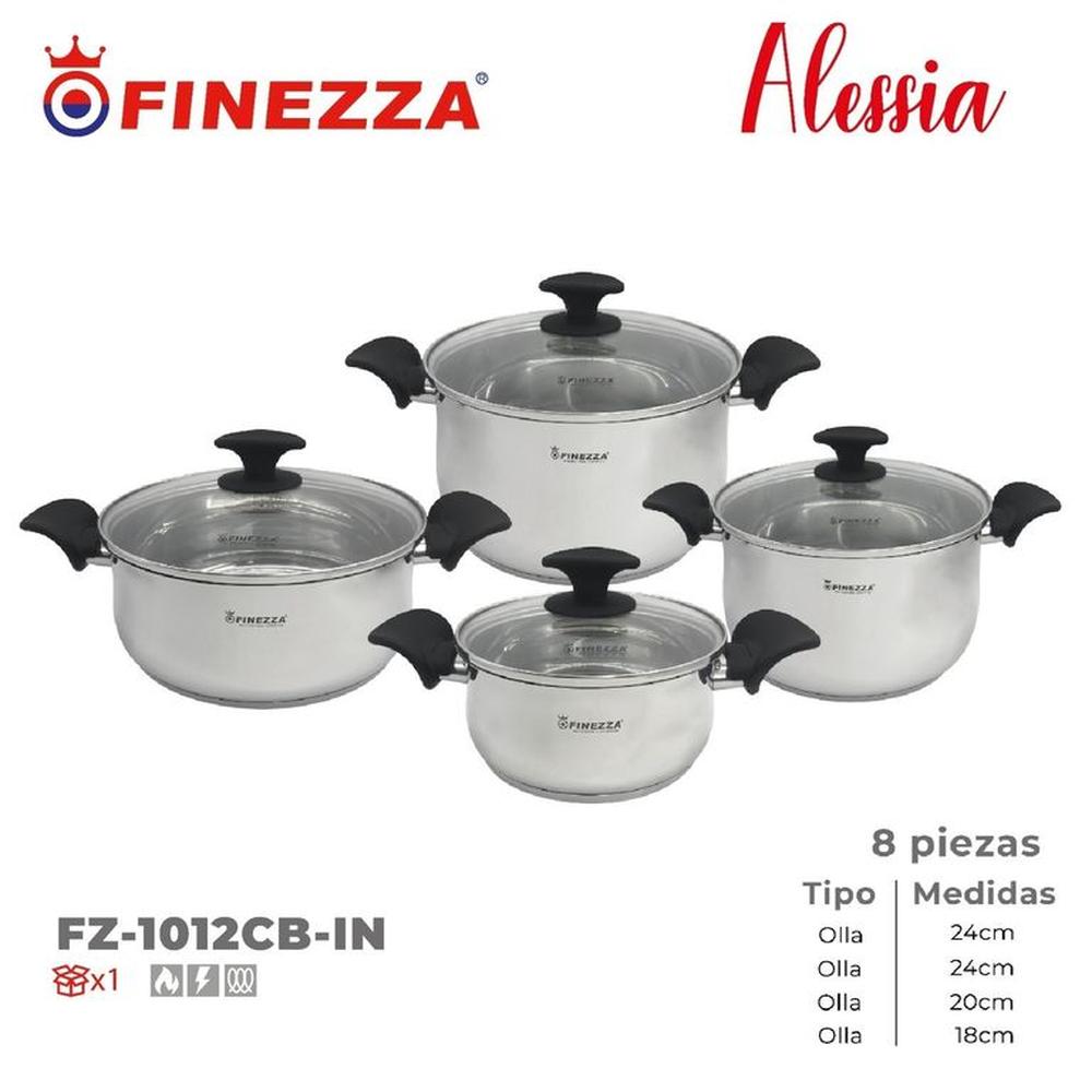 Juego de Ollas 8 Piezas Acero inoxidable Alessia Fz-1012CB-IN