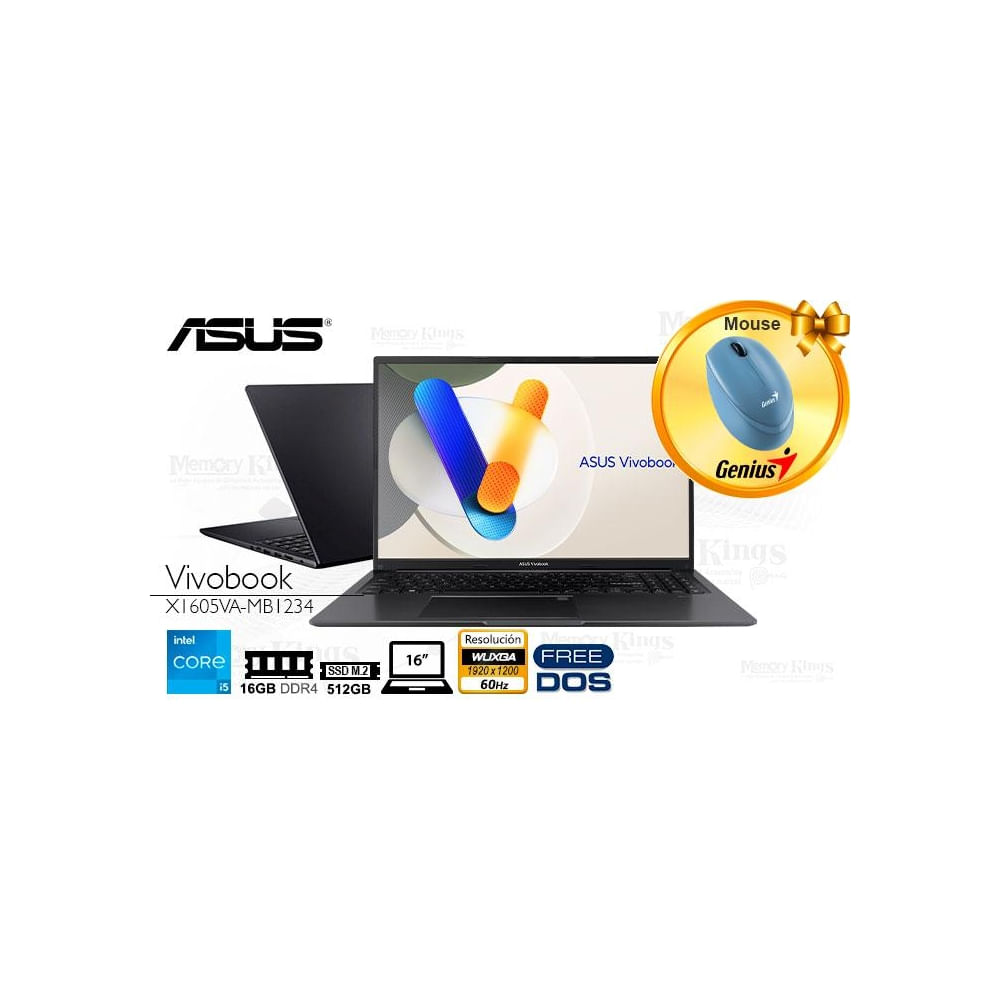 Laptop ASUS Vivobook 16"" - Core i5 13420H, 16GB RAM, 512GB SSD, Gráfic