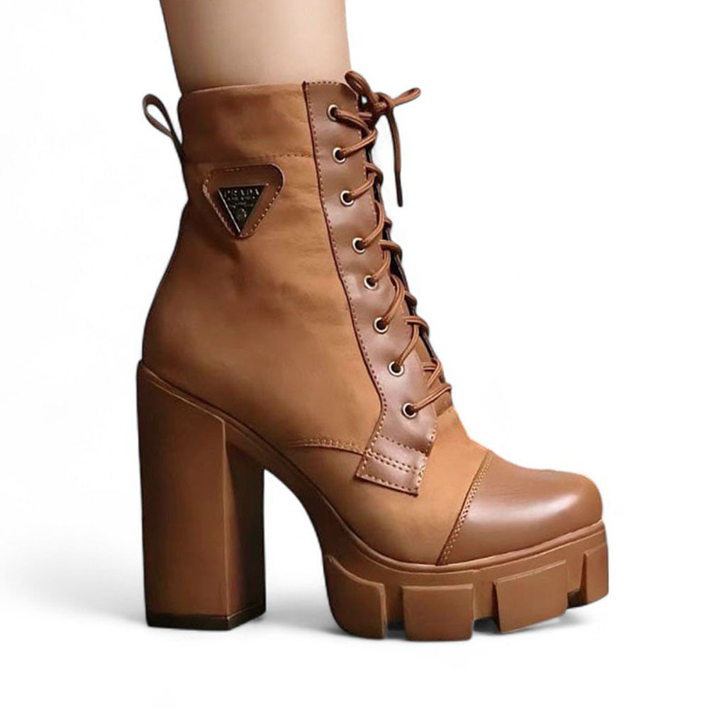 Botin Mujer Prapra Taco 9 2086L-68 Color Camel Talla 38