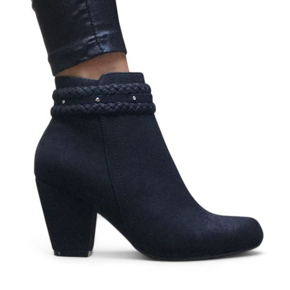 Botin Mujer Gamuza Trensa 7 2086L-60 Color Negro Talla 39