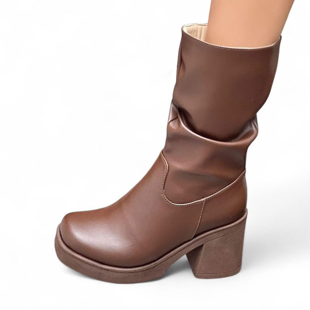 Botin Mujer Punta Cuadrada Taco 7 2086L-65 Color Marron Talla 36