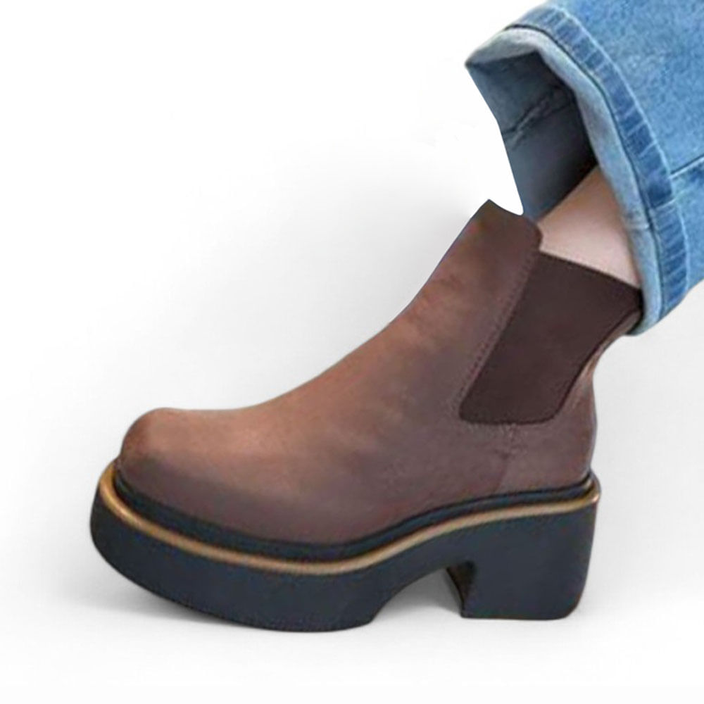 Botin Mujer Gamuza Taco 7 2086L-60 Color Marron Talla 36