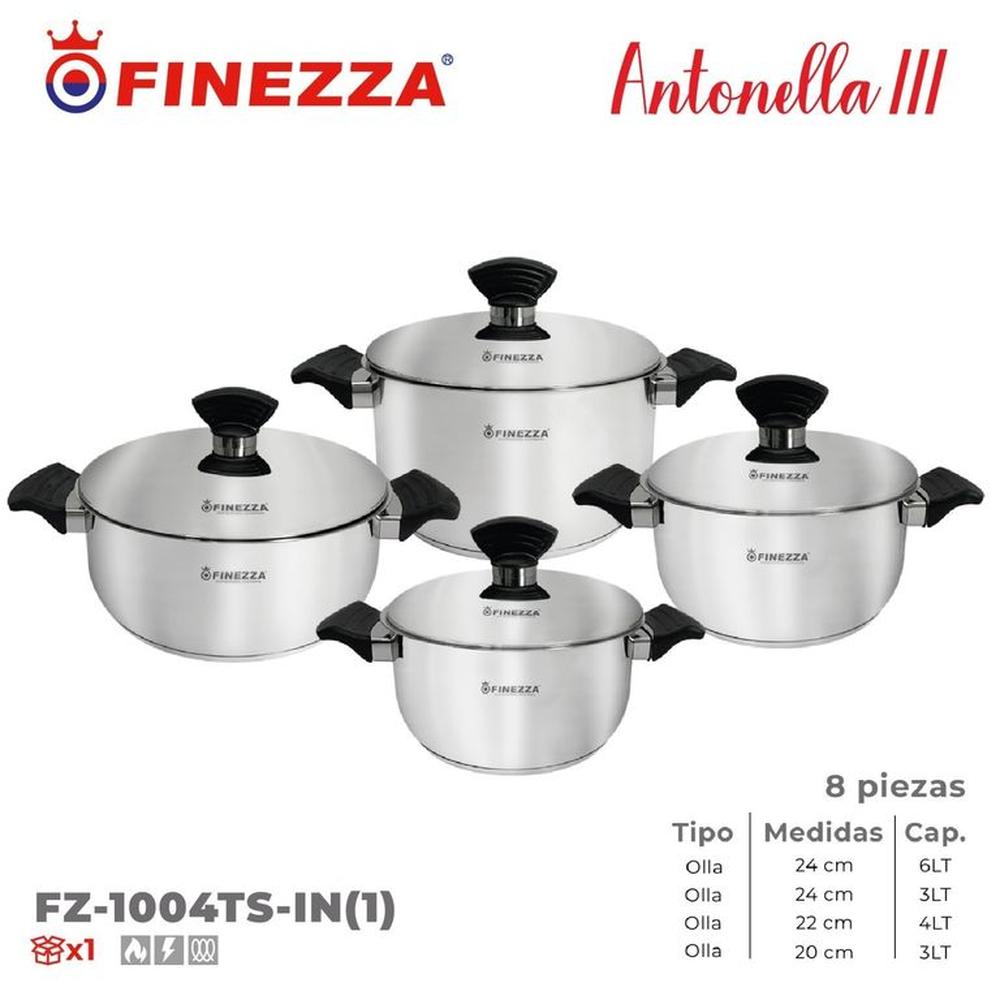 Ollas de acero Inox Finezza Antonella Fz-1004ts-in1 8 Piezas