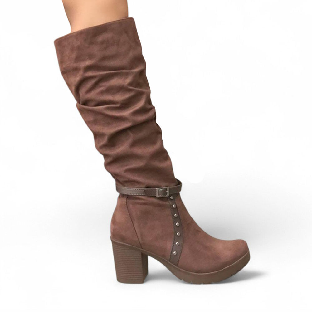 Botin Mujer Gamuza Taco 7 2086L-65 Color Marron Talla 38