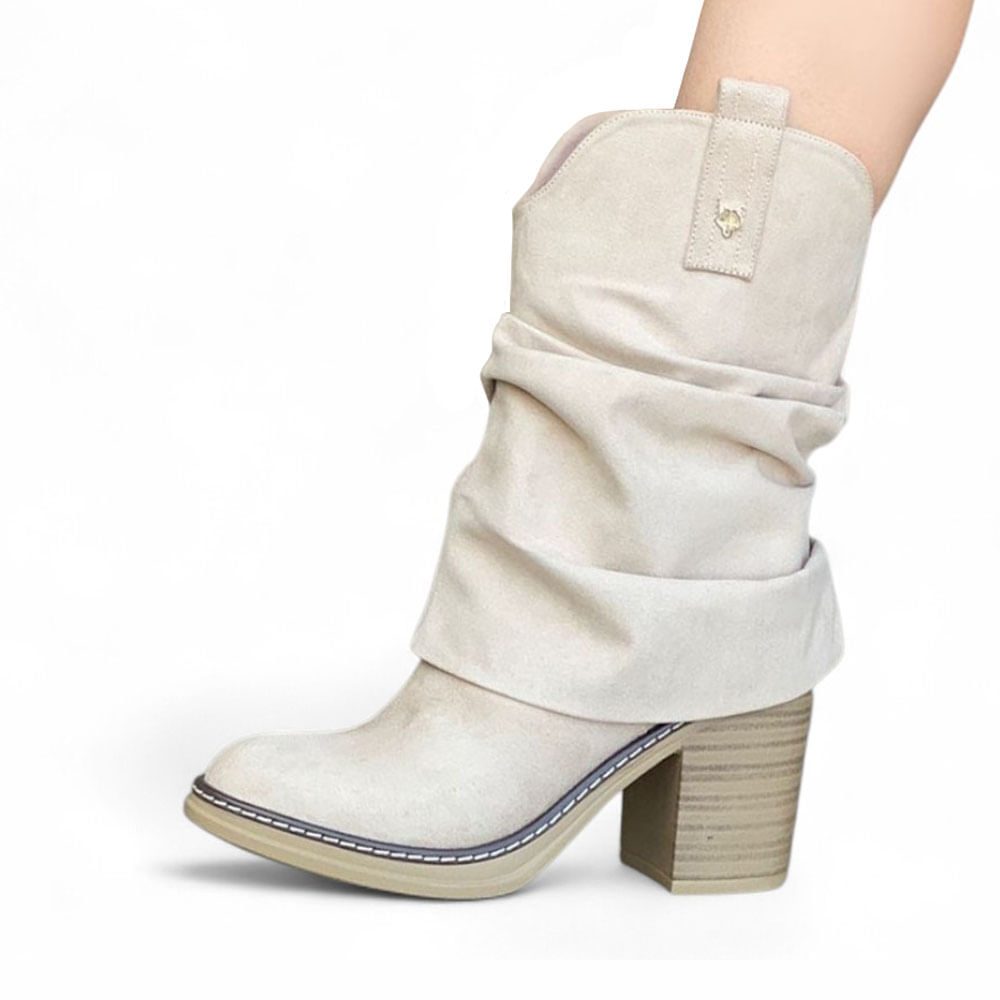 Bota Mujer Texana Taco 7 Doble 2086L-75 Color Perla Talla 38