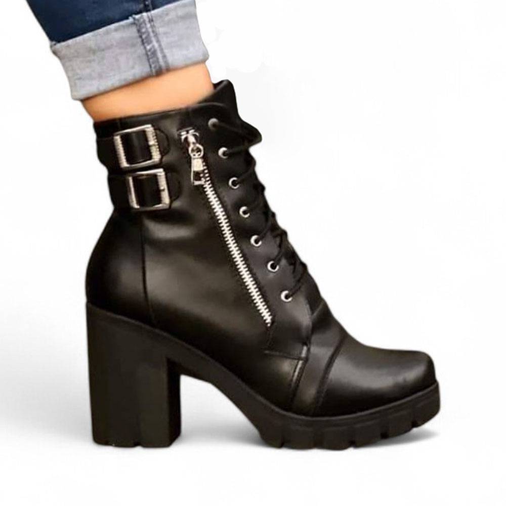 Botin Mujer Cierre Taco 7 2086L-60 Color Negro Talla 36