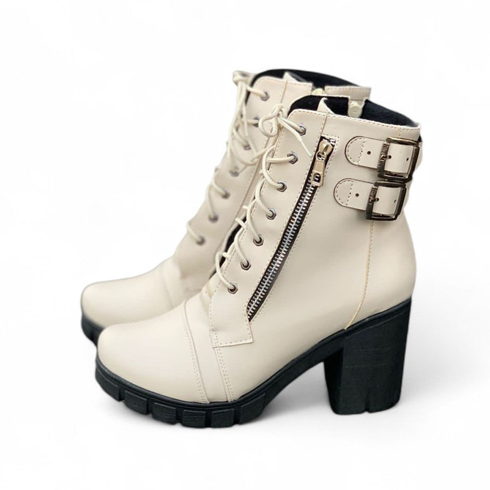 Botin Mujer Cierre Taco 7 2086L-60 Color Beige Talla 37