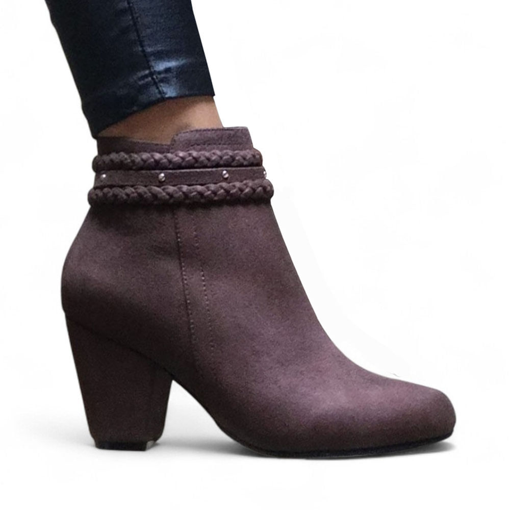 Botin Mujer Gamuza Trensa 7 2086L-60 Color Marron Talla 38