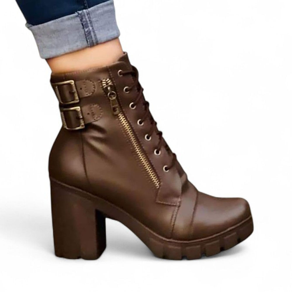 Botin Mujer Cierre Taco 7 2086L-60 Color Marron Talla 35