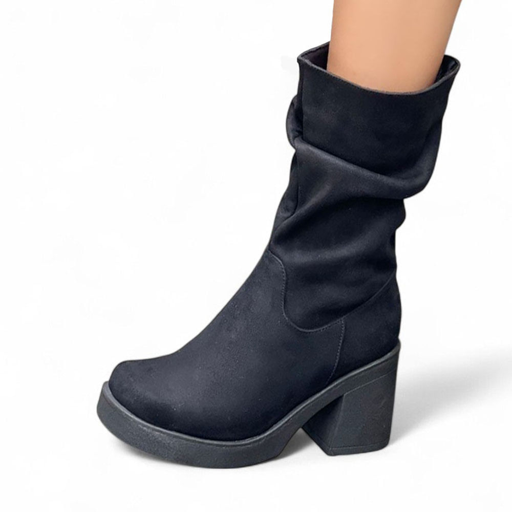 Botin Mujer Punta Cuadrada Taco 7 2086L-65 Color Negro Talla 38