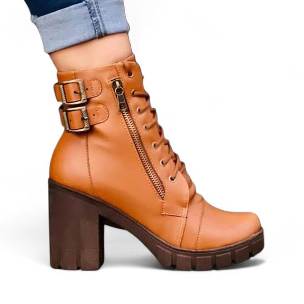 Botin Mujer Cierre Taco 7 2086L-60 Color Camel Talla 38