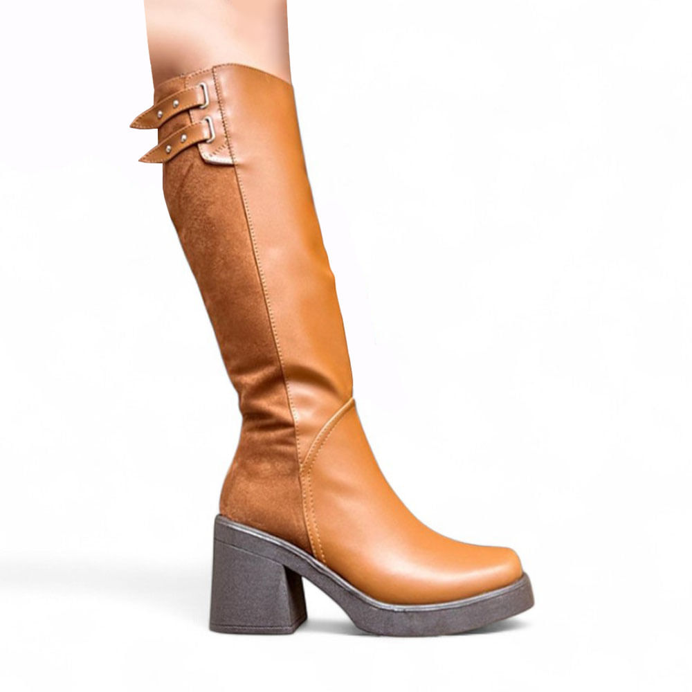 Botin Mujer Punta Cudrada Taco 7 2086L-75 Color Camel Talla 39