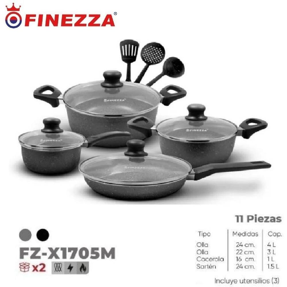Nuevo Juego de Ollas antiadherente 11 Pzs FZ-X1705M-Negro