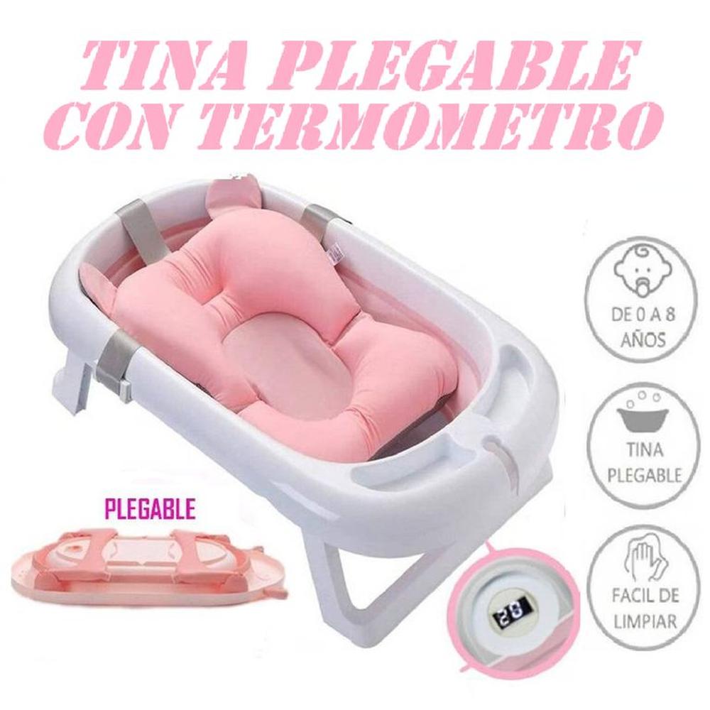 Nueva Bañera Plegable con Termometro -Rosa