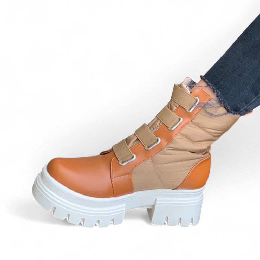 Botin Mujer Impermiable Taco 5 2086L-65 Color Camel Talla 37