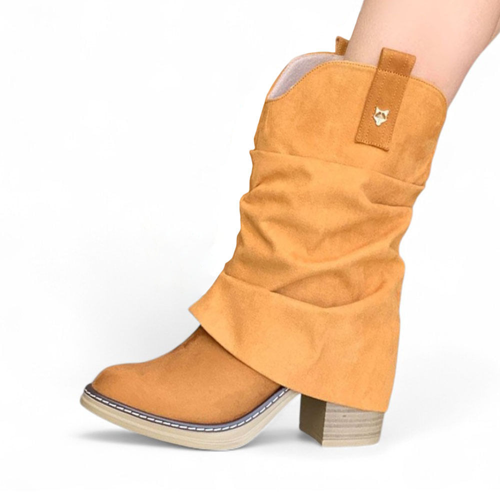 Bota Mujer Texana Taco 7 Doble 2086L-75 Color Camel Talla 38