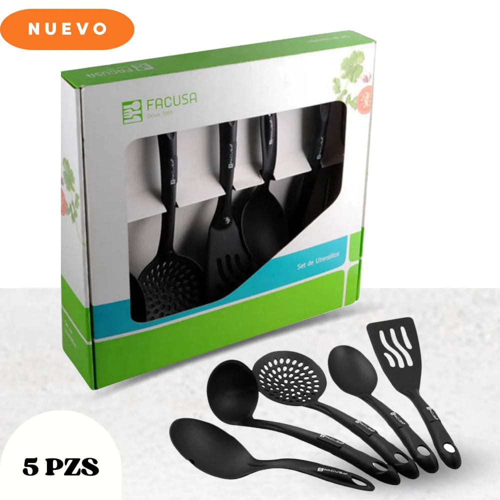 Set de Utensilios Nylón x5 + Colgador - 10057605