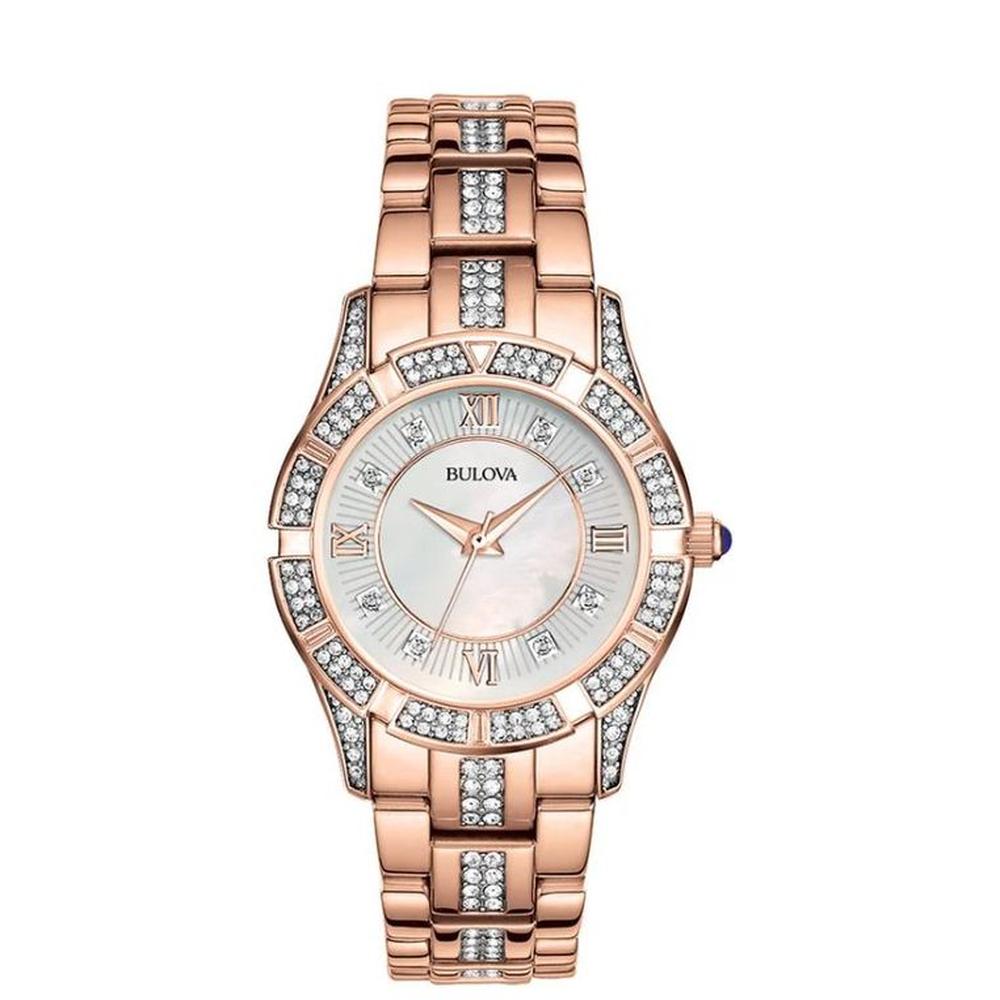 RELOJ BULOVA CRYSTAL SWAROVSKI ORO ROSA